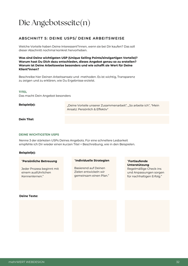 Jenny Jaumann Webdesign - Website-Texte Workbook - Einblick
