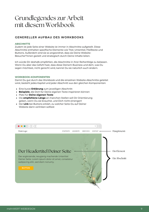 Jenny Jaumann Webdesign - Website-Texte Workbook - Einblick