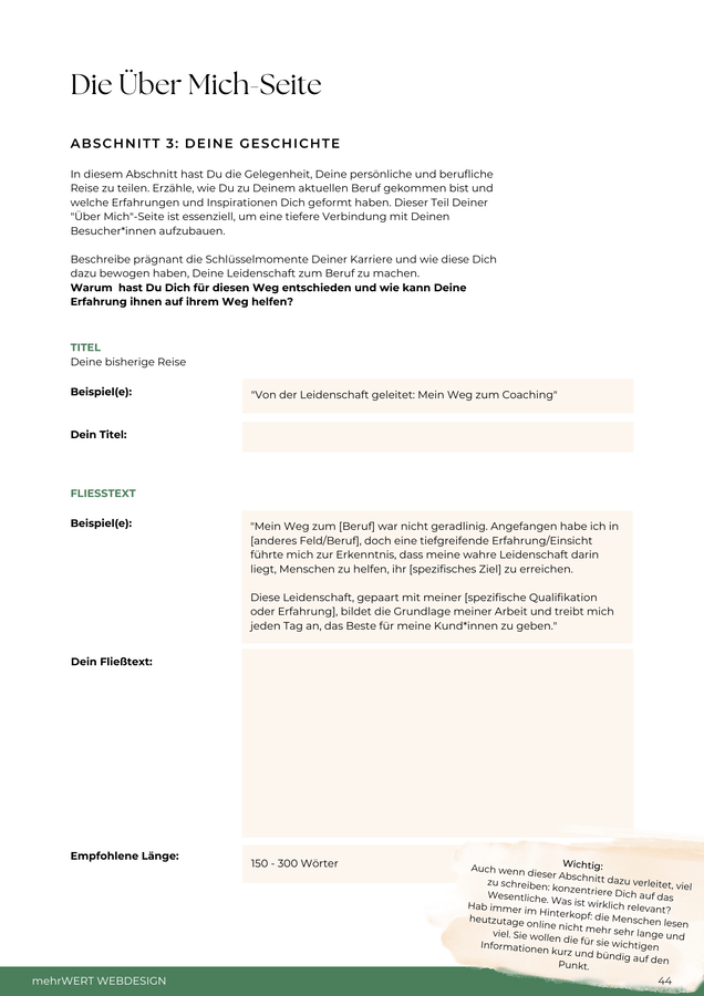 Jenny Jaumann Webdesign - Website-Texte Workbook - Einblick