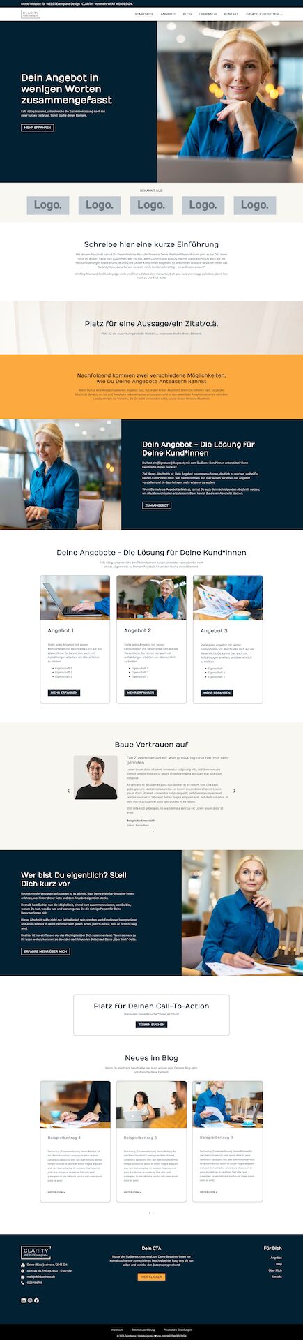 Jenny Jaumann - WordPress Vorlagen - Clarity Desktop Startseite