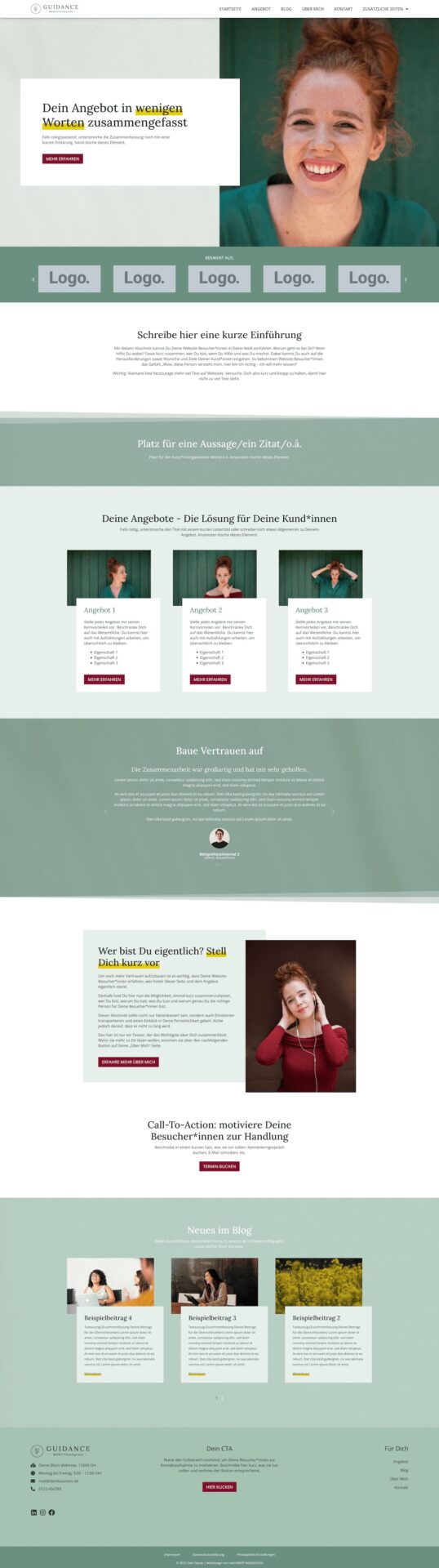 Jenny Jaumann - WordPress Vorlagen - Guidance Desktop Startseite