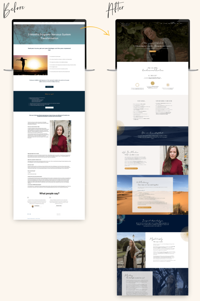 Webdesign Referenz - Marleen Hiemsch - Desktop Before After